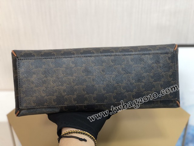 Celine專櫃2023新款老花半月手提女包 賽琳TECKEL中號標誌印花牛皮革手袋 sldj2242